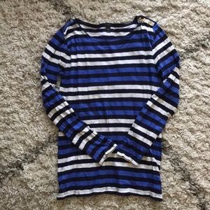 J. Crew long sleeve blue, navy, & gray stripe tee